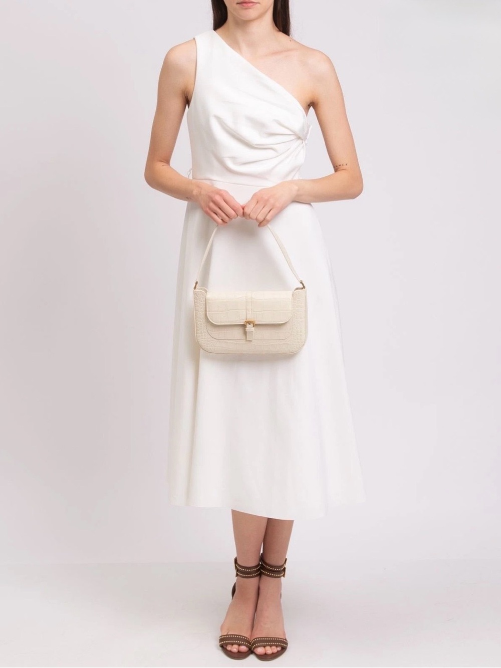 Badgley Mischka One Shoulder Greek Dress